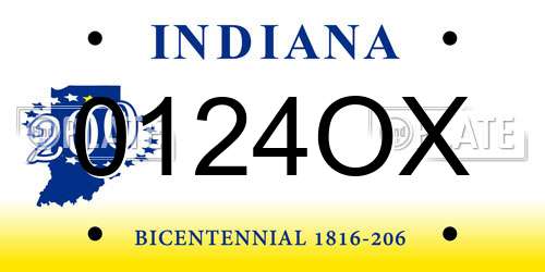 0124OX Indiana License Plate