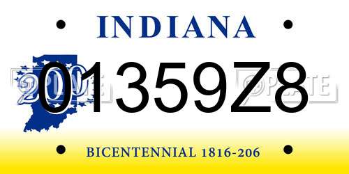 01359Z8 Indiana License Plate