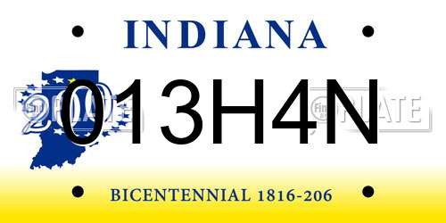 013H4N Indiana License Plate