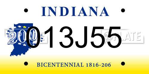 013J55 Indiana License Plate