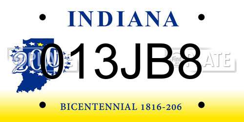 013JB8 Indiana License Plate
