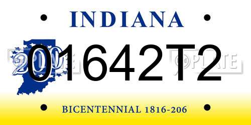 01642T2 Indiana License Plate