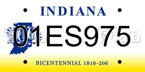 01ES975 Indiana License Plate
