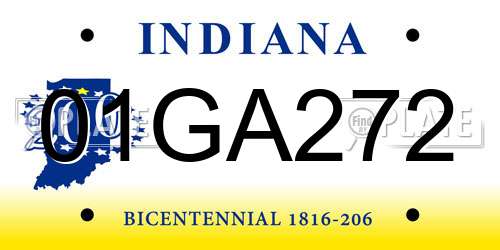 01GA272 Indiana License Plate