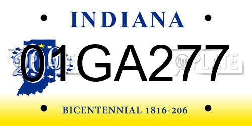 01GA277 Indiana License Plate