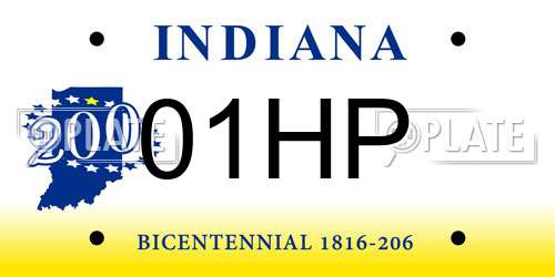 01HP Indiana License Plate