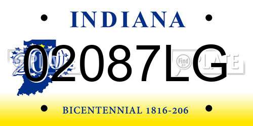 02087LG Indiana License Plate
