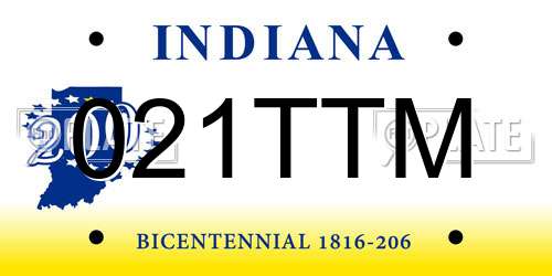 021TTM Indiana License Plate