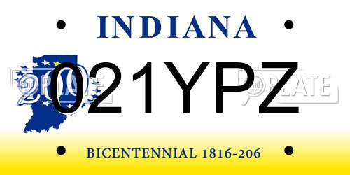 021YPZ Indiana License Plate