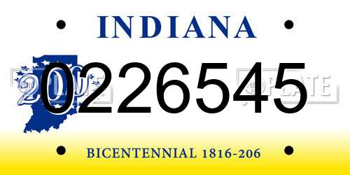 0226545 Indiana License Plate