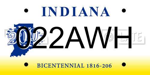 022AWH Indiana License Plate