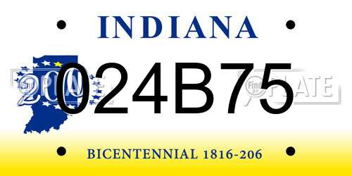 024B75 Indiana License Plate