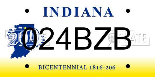024BZB Indiana License Plate