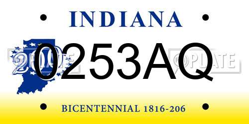 0253AQ Indiana License Plate