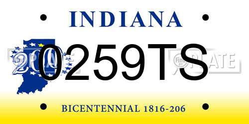 0259TS Indiana License Plate