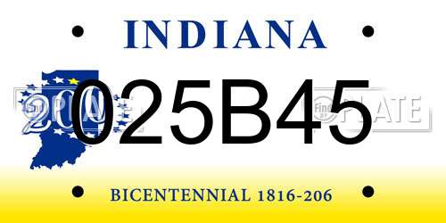 025B45 Indiana License Plate
