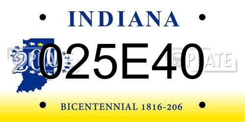 025E40 Indiana License Plate