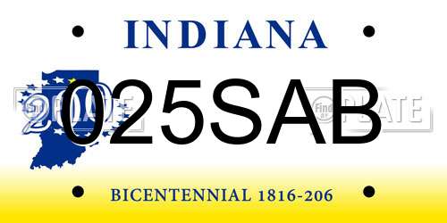 025SAB Indiana License Plate