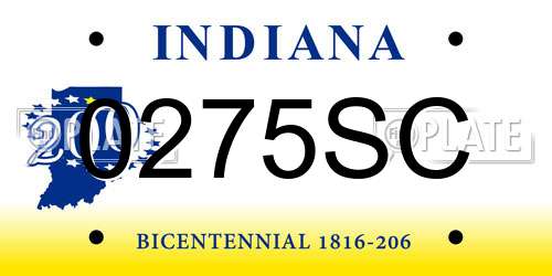 0275SC Indiana License Plate