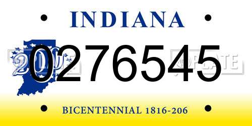 0276545 Indiana License Plate