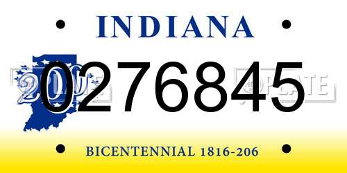 0276845 Indiana License Plate