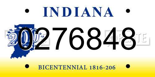0276848 Indiana License Plate