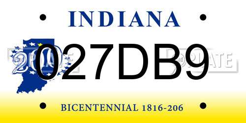 027DB9 Indiana License Plate