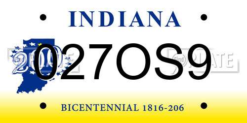027OS9 Indiana License Plate