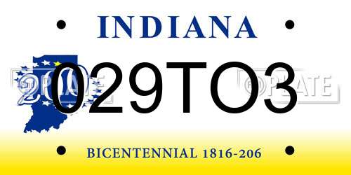 029TO3 Indiana License Plate
