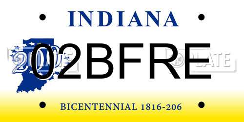 02BFRE Indiana License Plate