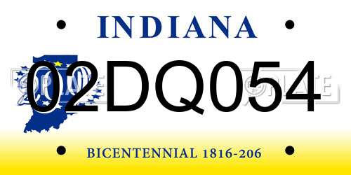 02DQ054 Indiana License Plate