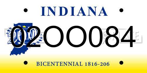 02OO084 Indiana License Plate