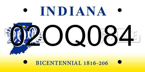 02OQ084 Indiana License Plate