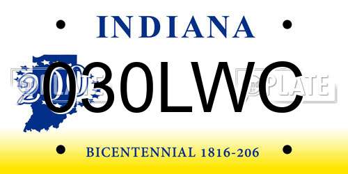 030LWC Indiana License Plate