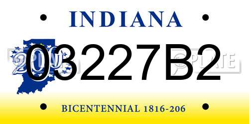 03227B2 Indiana License Plate