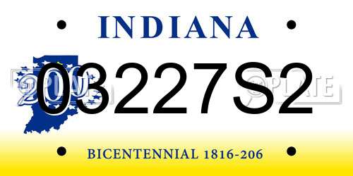 03227S2 Indiana License Plate