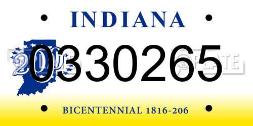 0330265 Indiana License Plate