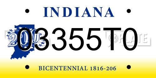 03355T0 Indiana License Plate