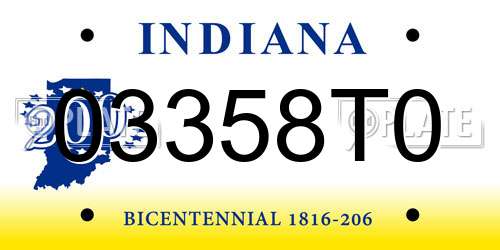 03358T0 Indiana License Plate