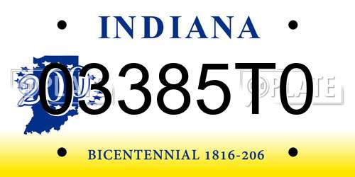 03385T0 Indiana License Plate