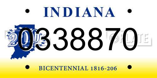 0338870 Indiana License Plate
