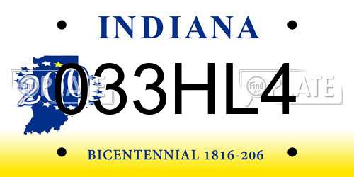 033HL4 Indiana License Plate