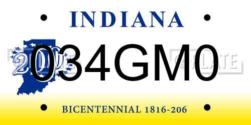 034GM0 Indiana License Plate