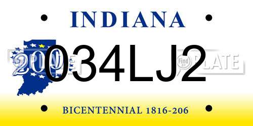 034LJ2 Indiana License Plate