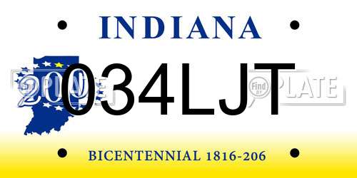 034LJT Indiana License Plate