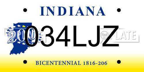 034LJZ Indiana License Plate