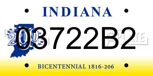 03722B2 Indiana License Plate