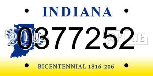 0377252 Indiana License Plate