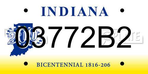 03772B2 Indiana License Plate
