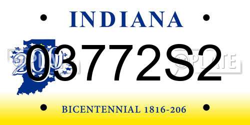 03772S2 Indiana License Plate